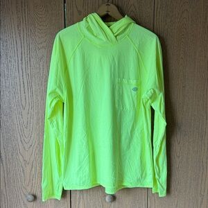 Dickies Hi Vis Yellow Cooling Hooded Long Sleeve Performance Sun Shirt Size XL